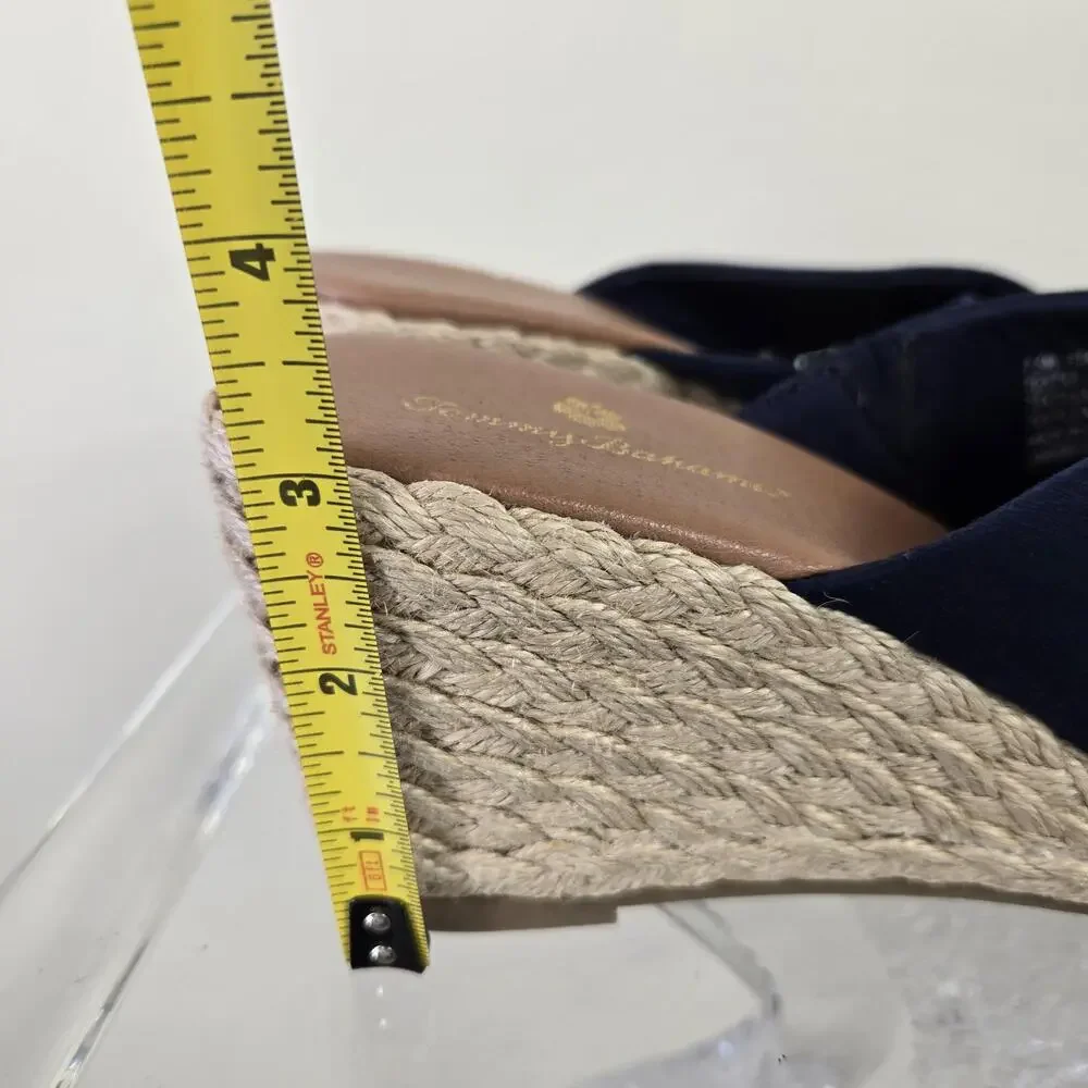 Tommy Bahama Shoes Womens Size 7.5 Blue Stacey Wedge Espadrille Sandals Slide